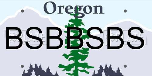 BSBBSBS Oregon License Plate