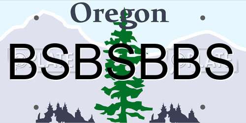 BSBSBBS Oregon License Plate