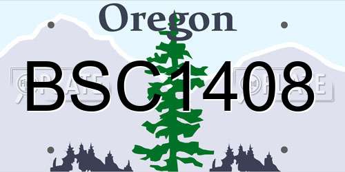 BSC1408 Oregon License Plate