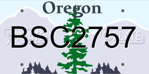 BSC2757 Oregon License Plate