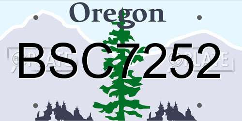 BSC7252 Oregon License Plate