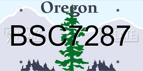 BSC7287 Oregon License Plate