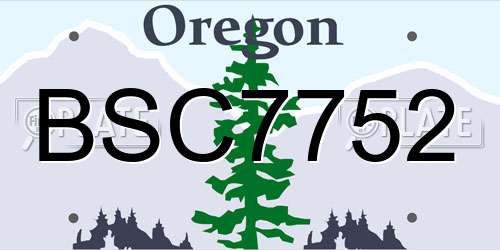 BSC7752 Oregon License Plate