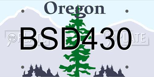BSD430 Oregon License Plate