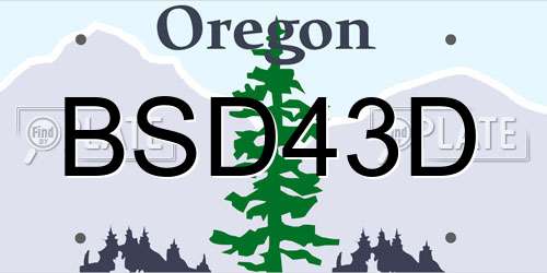 BSD43D Oregon License Plate