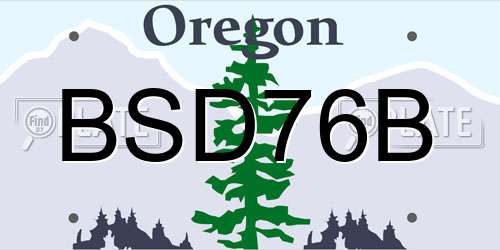 BSD76B Oregon License Plate