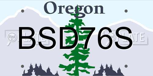 BSD76S Oregon License Plate