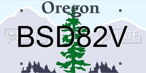 BSD82V Oregon License Plate