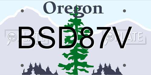 BSD87V Oregon License Plate