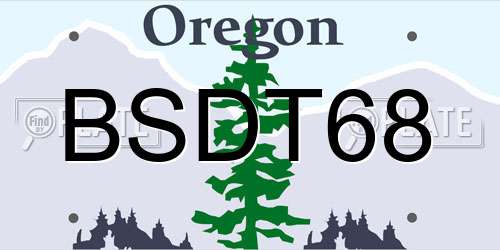 BSDT68 Oregon License Plate