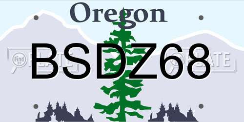 BSDZ68 Oregon License Plate