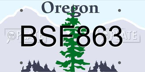BSF863 Oregon License Plate