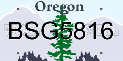 BSG5816 Oregon License Plate