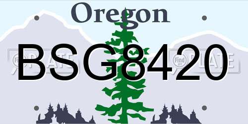 BSG8420 Oregon License Plate