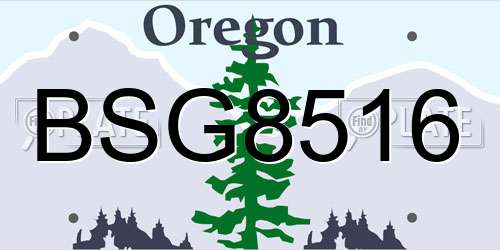 BSG8516 Oregon License Plate