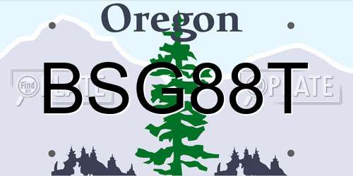 BSG88T Oregon License Plate