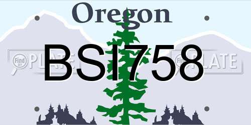 BSI758 Oregon License Plate