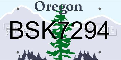 BSK7294 Oregon License Plate
