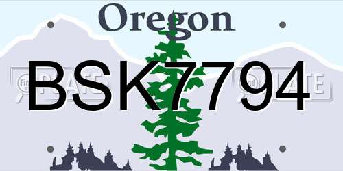 BSK7794 Oregon License Plate