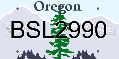 BSL2990 Oregon License Plate