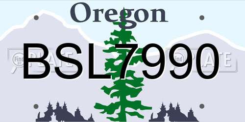 BSL7990 Oregon License Plate