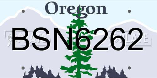 BSN6262 Oregon License Plate