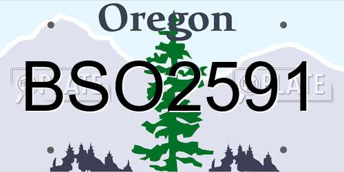 BSO2591 Oregon License Plate