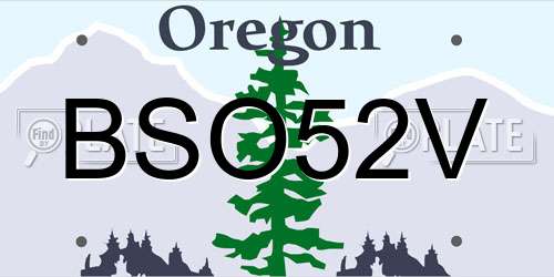 BSO52V Oregon License Plate