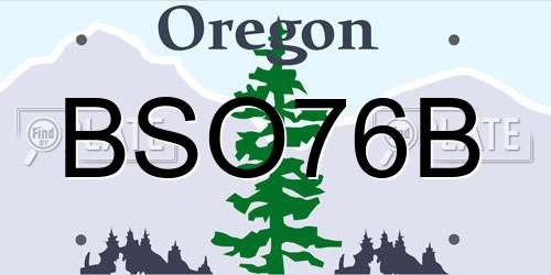 BSO76B Oregon License Plate
