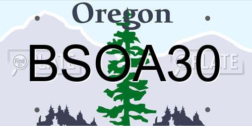 BSOA30 Oregon License Plate