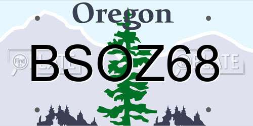 BSOZ68 Oregon License Plate