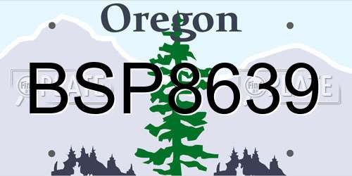 BSP8639 Oregon License Plate