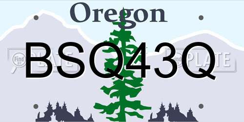BSQ43Q Oregon License Plate