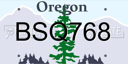 BSQ768 Oregon License Plate