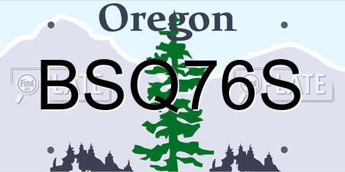 BSQ76S Oregon License Plate