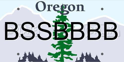 BSSBBBB Oregon License Plate