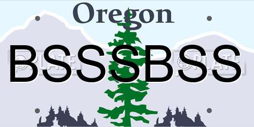 BSSSBSS Oregon License Plate