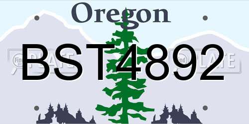 BST4892 Oregon License Plate