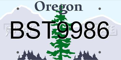 BST9986 Oregon License Plate