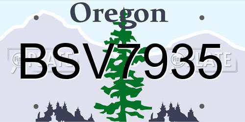 BSV7935 Oregon License Plate