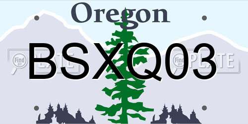 BSXQ03 Oregon License Plate