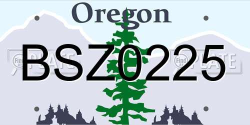 BSZ0225 Oregon License Plate