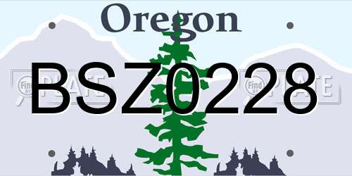 BSZ0228 Oregon License Plate