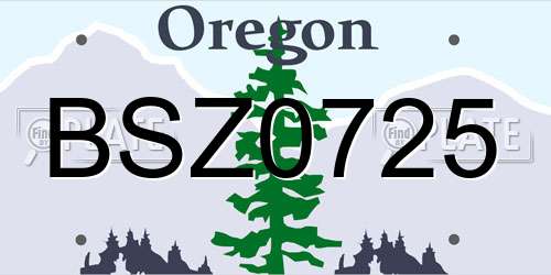 BSZ0725 Oregon License Plate