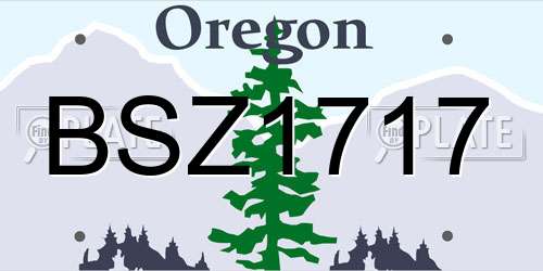 BSZ1717 Oregon License Plate