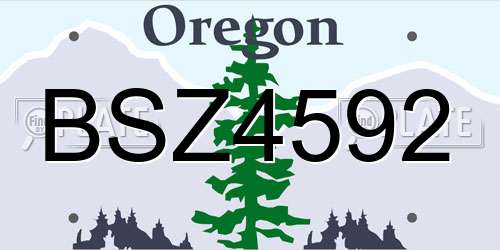 BSZ4592 Oregon License Plate