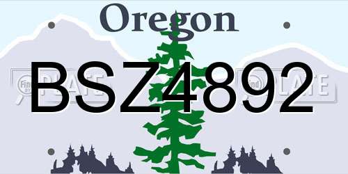 BSZ4892 Oregon License Plate