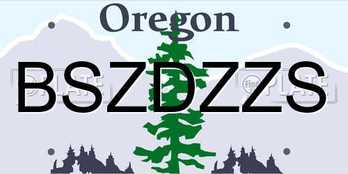 BSZDZZS Oregon License Plate