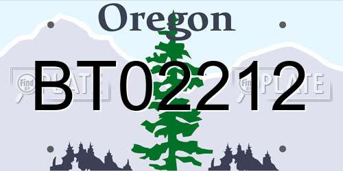 BT02212 Oregon License Plate