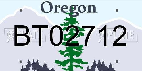 BT02712 Oregon License Plate